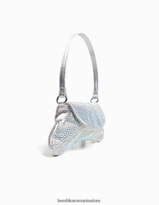 Bershka femei geanta cu strass cu maner argint Z86D1824 accesorii