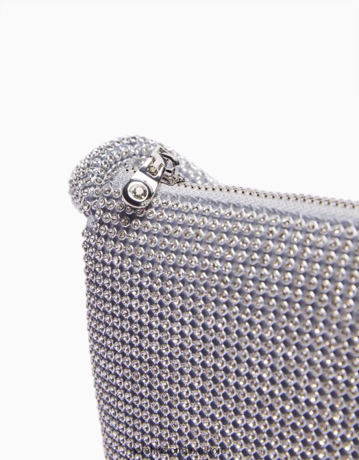 Bershka femei geanta cu strass cu maner argint Z86D1868 accesorii