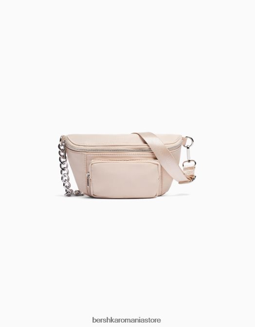 Bershka femei geanta de curea din stofa cu fermoare cremă Z86D2394 accesorii