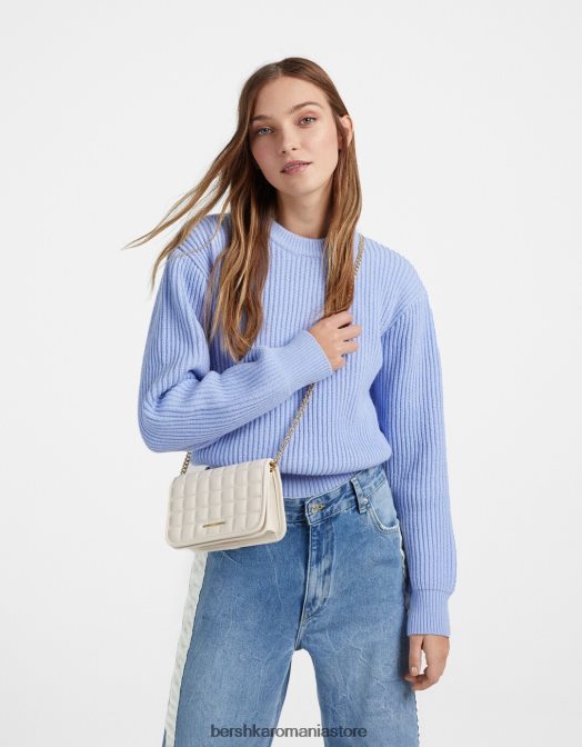 Bershka femei geanta de mana matlasata cu bareta de lant cremă Z86D2403 accesorii