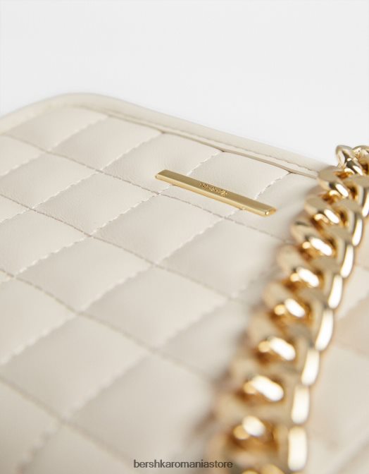 Bershka femei geanta de mana matlasata cu bareta de lant cremă Z86D2403 accesorii