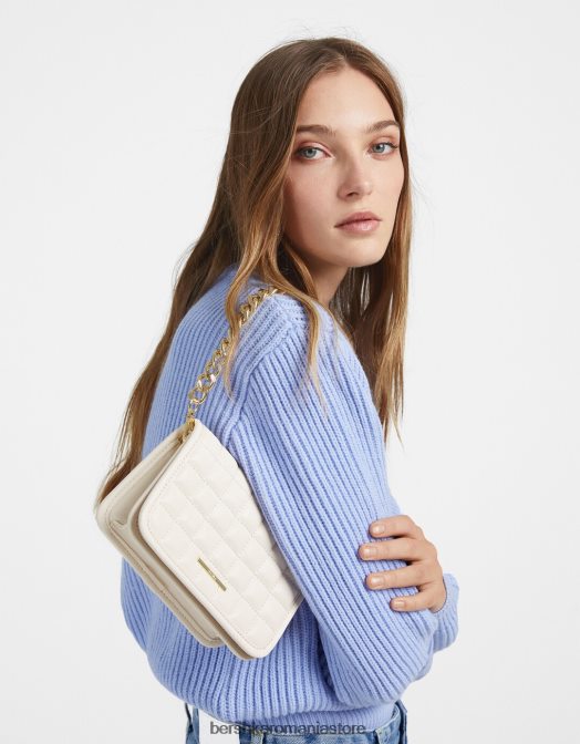Bershka femei geanta de mana matlasata cu bareta de lant cremă Z86D2403 accesorii