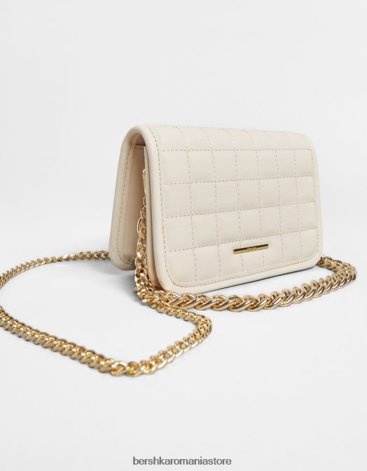 Bershka femei geanta de mana matlasata cu bareta de lant cremă Z86D2403 accesorii