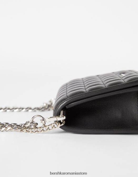 Bershka femei geanta de mana matlasata cu lant gri Z86D2364 accesorii