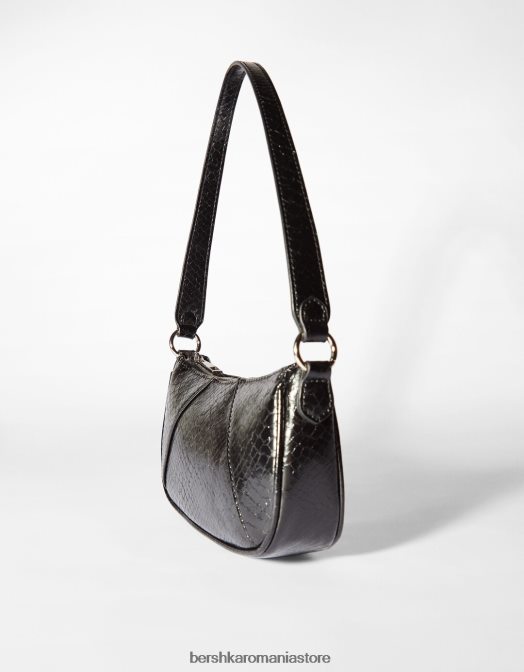 Bershka femei geanta de umar din imitatie de piele negru Z86D2354 accesorii