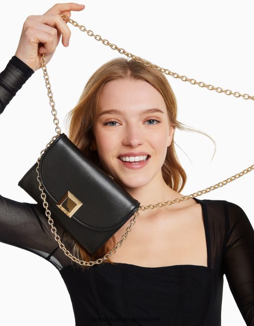 Bershka femei geanta de umar mini patrata cu detaliu negru Z86D2417 accesorii