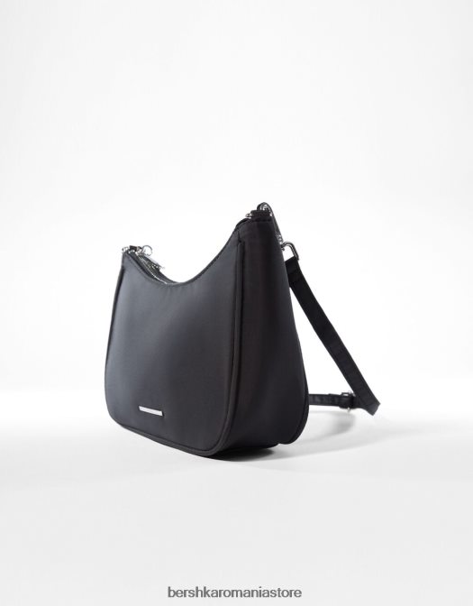 Bershka femei geanta din satin cu lant negru Z86D2366 accesorii