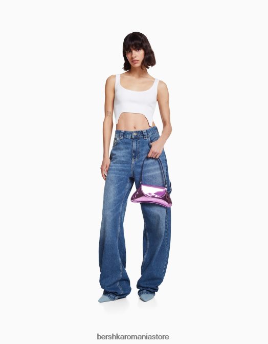 Bershka femei geanta metalica colorata cu curea violet Z86D2380 accesorii