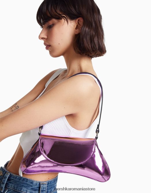 Bershka femei geanta metalica colorata cu curea violet Z86D2380 accesorii