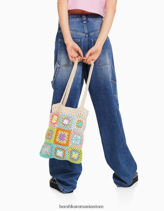 Bershka femei geanta shopper crosetata portocale Z86D1872 accesorii