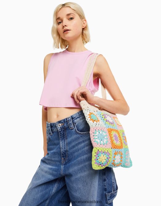 Bershka femei geanta shopper crosetata portocale Z86D1872 accesorii