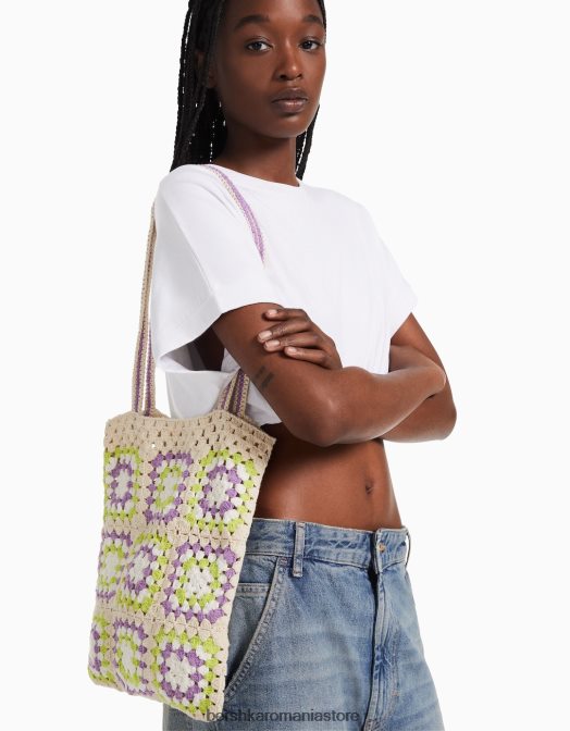 Bershka femei geanta shopper crosetata violet Z86D2375 accesorii
