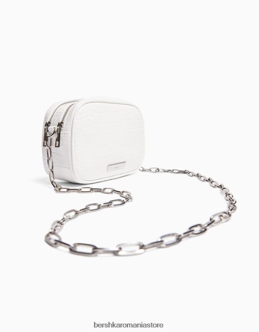 Bershka femei geanta texturata cu bareta si fermoar dublu alb Z86D2401 accesorii