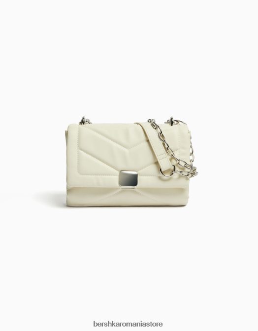 Bershka femei mini geanta de umar matlasata cu lant alb Z86D2352 accesorii