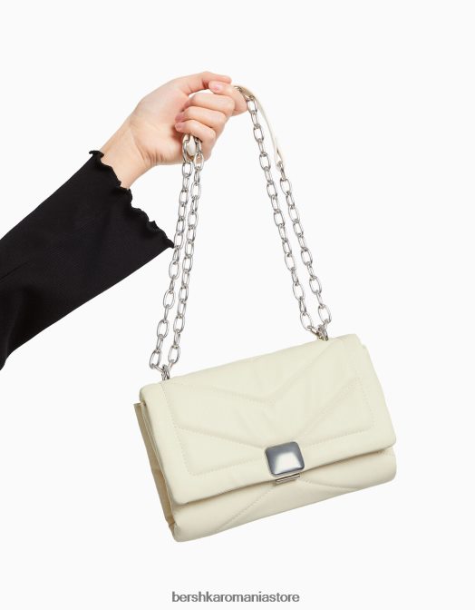 Bershka femei mini geanta de umar matlasata cu lant alb Z86D2352 accesorii
