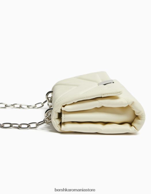 Bershka femei mini geanta de umar matlasata cu lant alb Z86D2352 accesorii