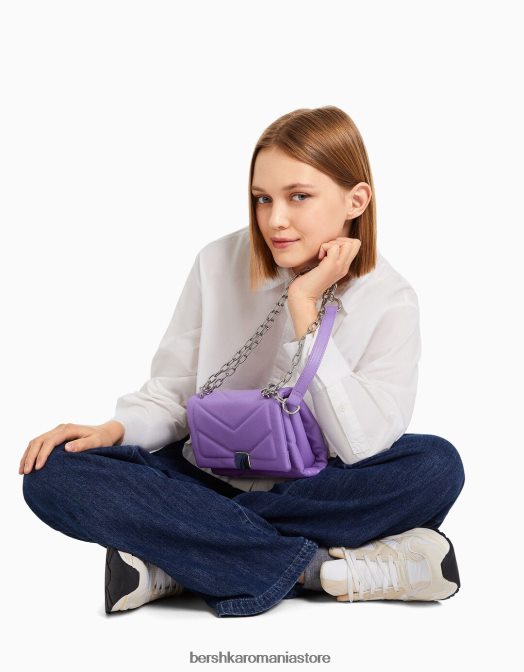 Bershka femei mini geanta de umar matlasata cu lant violet Z86D2351 accesorii