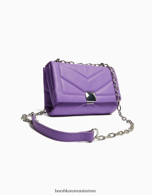 Bershka femei mini geanta de umar matlasata cu lant violet Z86D2351 accesorii