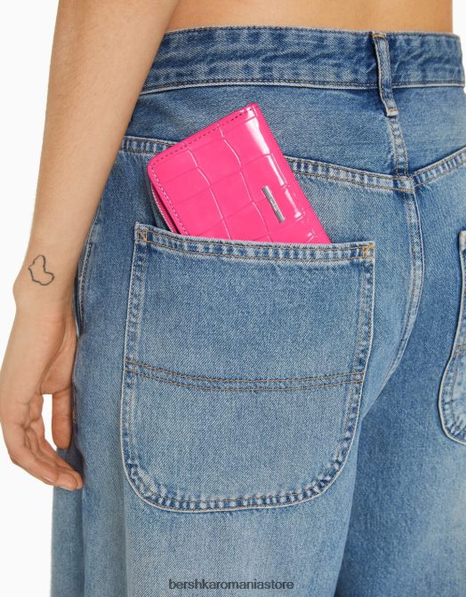 Bershka femei posetă cu imprimeu animal în relief roz Z86D2369 accesorii