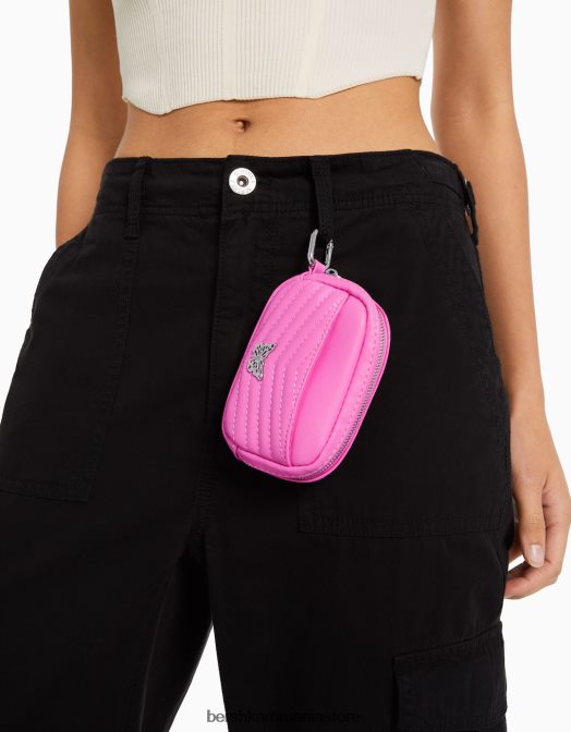 Bershka femei poseta matlasata cu detaliu roz Z86D2358 accesorii