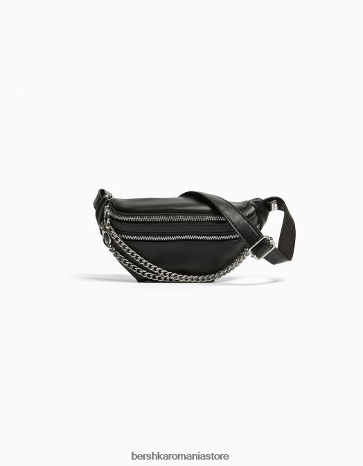 Bershka femei rochietă din imitație de piele negru Z86D2393 accesorii