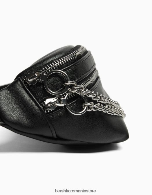 Bershka femei rochietă din imitație de piele negru Z86D2393 accesorii