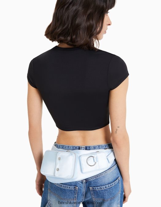 Bershka femei rucsac utilitar cu buzunare albastru deschis Z86D2367 accesorii