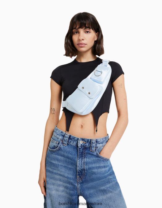 Bershka femei rucsac utilitar cu buzunare albastru deschis Z86D2367 accesorii