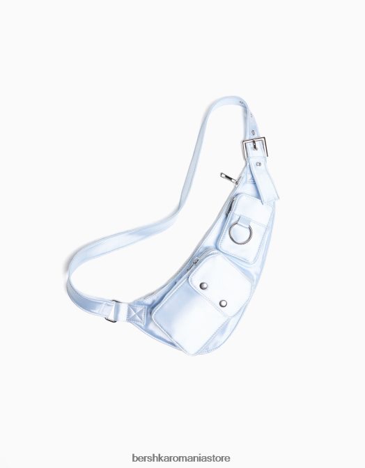 Bershka femei rucsac utilitar cu buzunare albastru deschis Z86D2367 accesorii