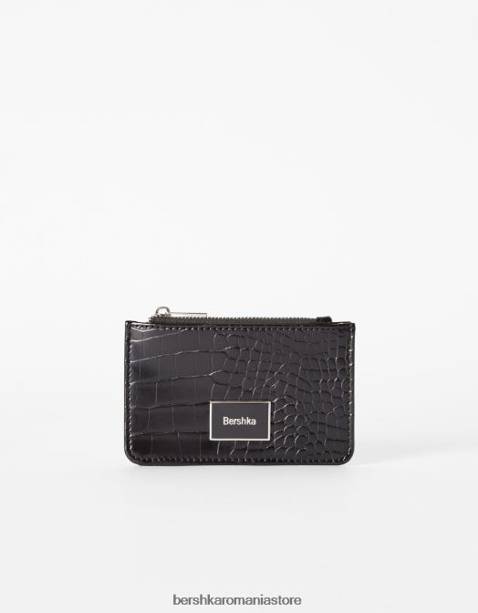 Bershka femei suport de card texturat negru Z86D2389 accesorii