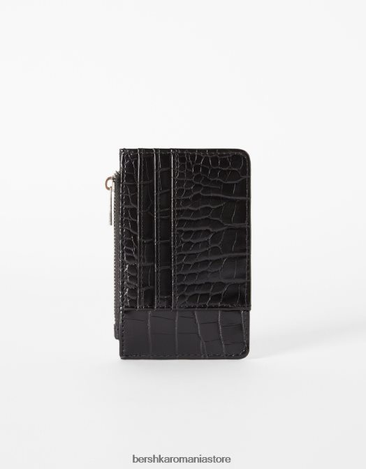 Bershka femei suport de card texturat negru Z86D2389 accesorii