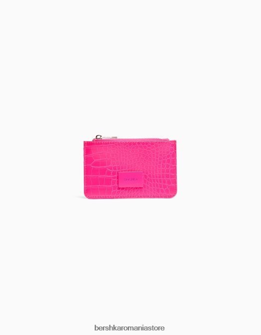 Bershka femei suport pentru carduri cu imprimeu animal cu placă în relief roz Z86D2379 accesorii