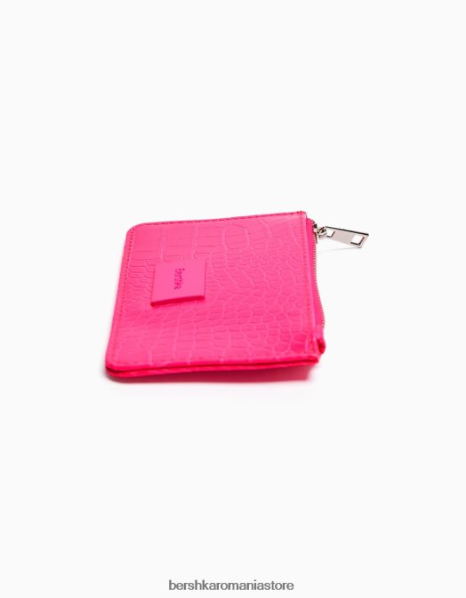 Bershka femei suport pentru carduri cu imprimeu animal cu placă în relief roz Z86D2379 accesorii