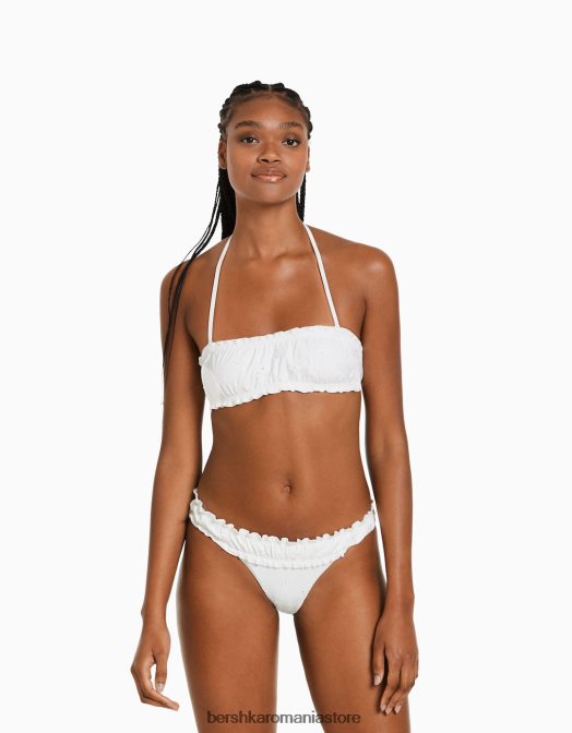 Bershka femei Top de bikini cu broderie elvețiană alb Z86D1791 îmbrăcăminte