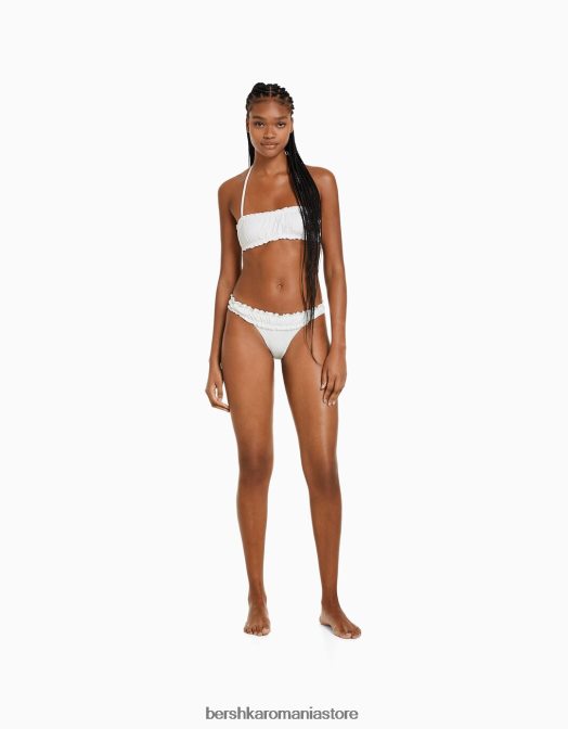 Bershka femei Top de bikini cu broderie elvețiană alb Z86D1791 îmbrăcăminte