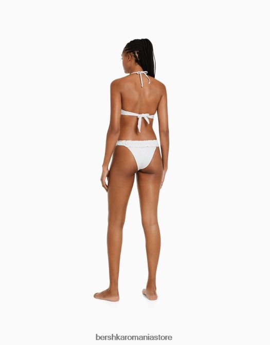 Bershka femei Top de bikini cu broderie elvețiană alb Z86D1792 îmbrăcăminte
