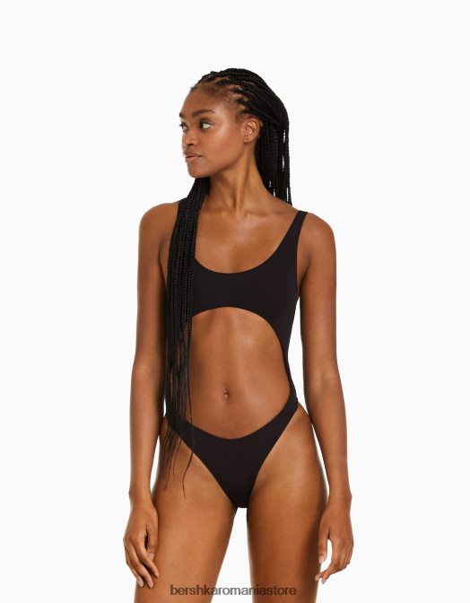 Bershka femei costum de baie cu deschidere negru Z86D1775 îmbrăcăminte