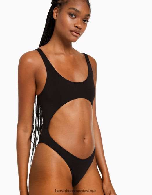 Bershka femei costum de baie cu deschidere negru Z86D1775 îmbrăcăminte
