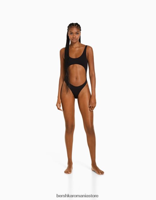 Bershka femei costum de baie cu deschidere negru Z86D1775 îmbrăcăminte