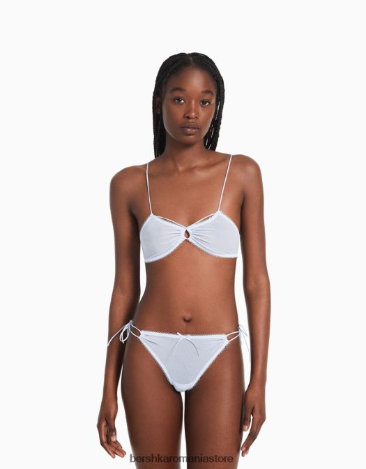 Bershka femei fund de bikini adunat albastru deschis Z86D1764 îmbrăcăminte