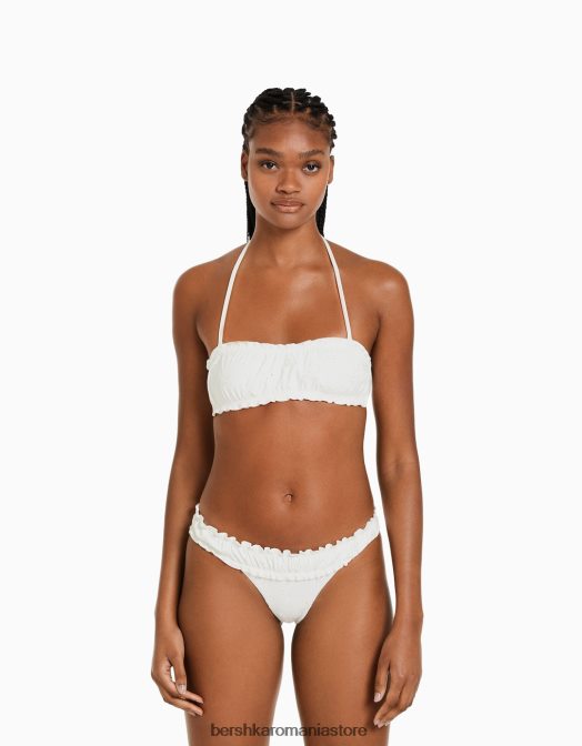 Bershka femei fund de bikini cu broderie elvețiană alb Z86D1793 îmbrăcăminte