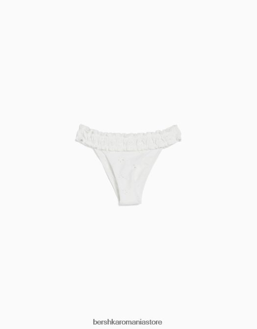 Bershka femei fund de bikini cu broderie elvețiană alb Z86D1793 îmbrăcăminte