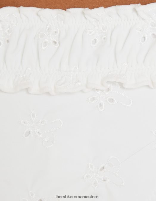 Bershka femei fund de bikini cu broderie elvețiană alb Z86D1793 îmbrăcăminte