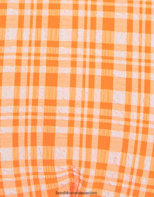 Bershka femei fund de bikini cu carouri vichy portocale Z86D1800 îmbrăcăminte