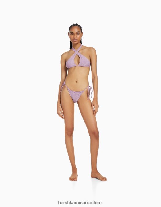 Bershka femei fund de bikini cu fir lucios violet Z86D1808 îmbrăcăminte