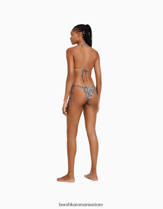 Bershka femei fund de bikini cu imprimeu zebră cremă Z86D1773 îmbrăcăminte