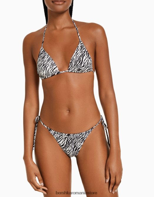 Bershka femei fund de bikini cu imprimeu zebră cremă Z86D1773 îmbrăcăminte