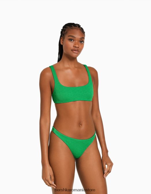 Bershka femei fund de bikini texturat verde Z86D1788 îmbrăcăminte
