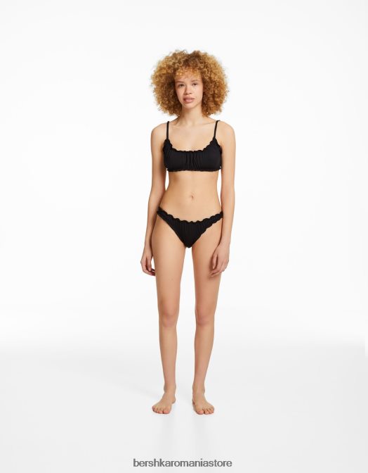 Bershka femei set de bikini creț negru Z86D4217 îmbrăcăminte