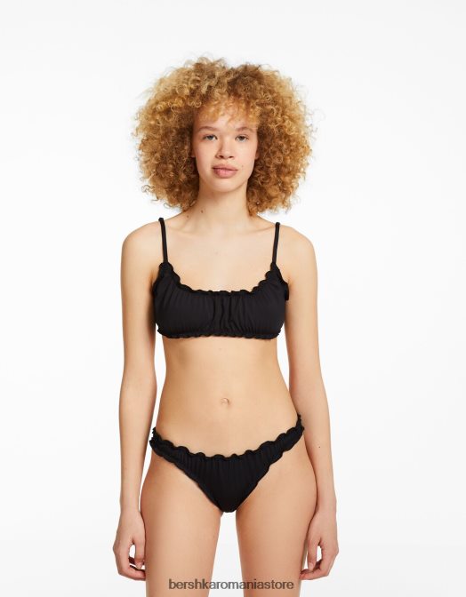 Bershka femei set de bikini creț negru Z86D4217 îmbrăcăminte